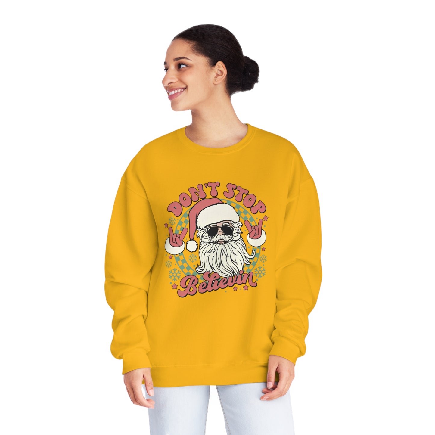 Don't Stop Believin' Santa Christmas Sweater