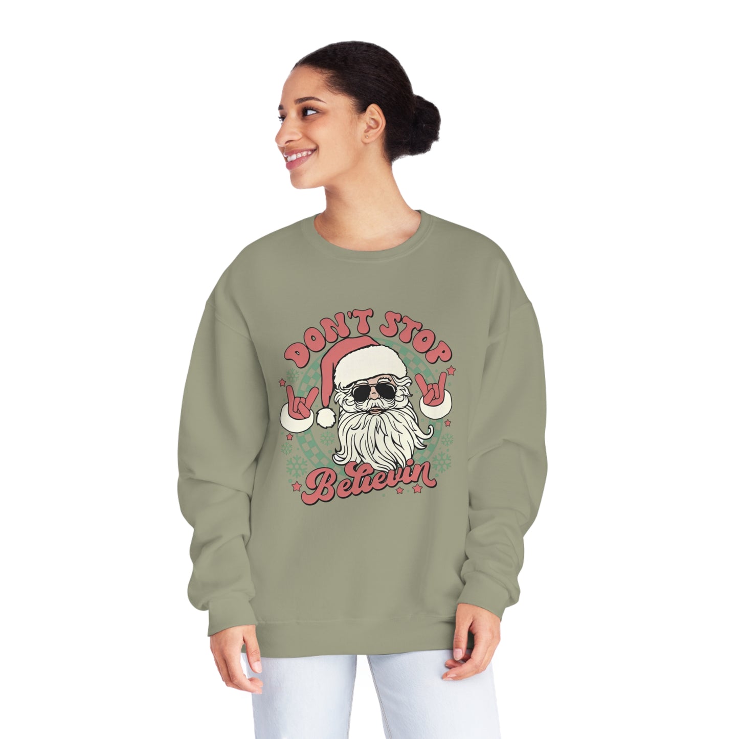 Don't Stop Believin' Santa Christmas Sweater