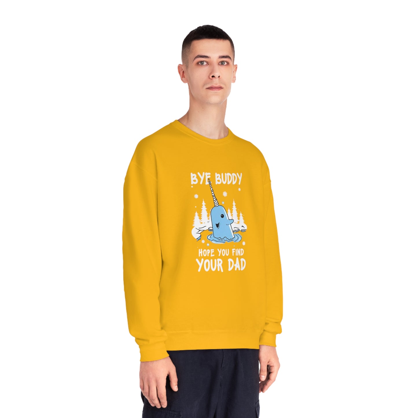 Funny Narwhal Holiday Sweater- Bye Buddy, Hope You Find Your Dad !