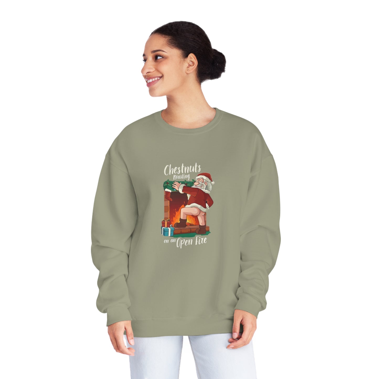 Christmas Unisex Sweatshirt - Santa's Chestnuts Roasting On an Open Fire