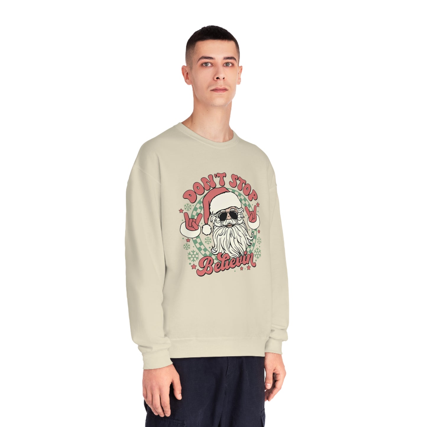 Don't Stop Believin' Santa Christmas Sweater