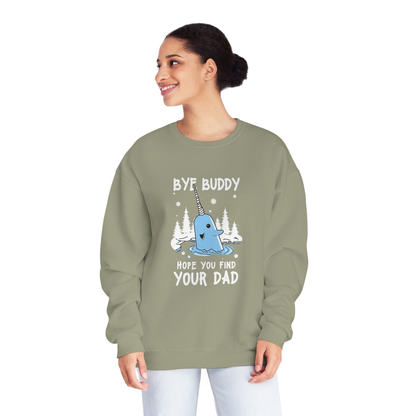 Funny Narwhal Holiday Sweater- Bye Buddy, Hope You Find Your Dad !