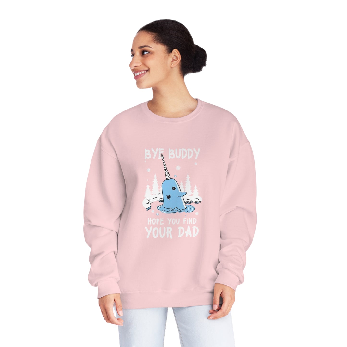 Funny Narwhal Holiday Sweater- Bye Buddy, Hope You Find Your Dad !