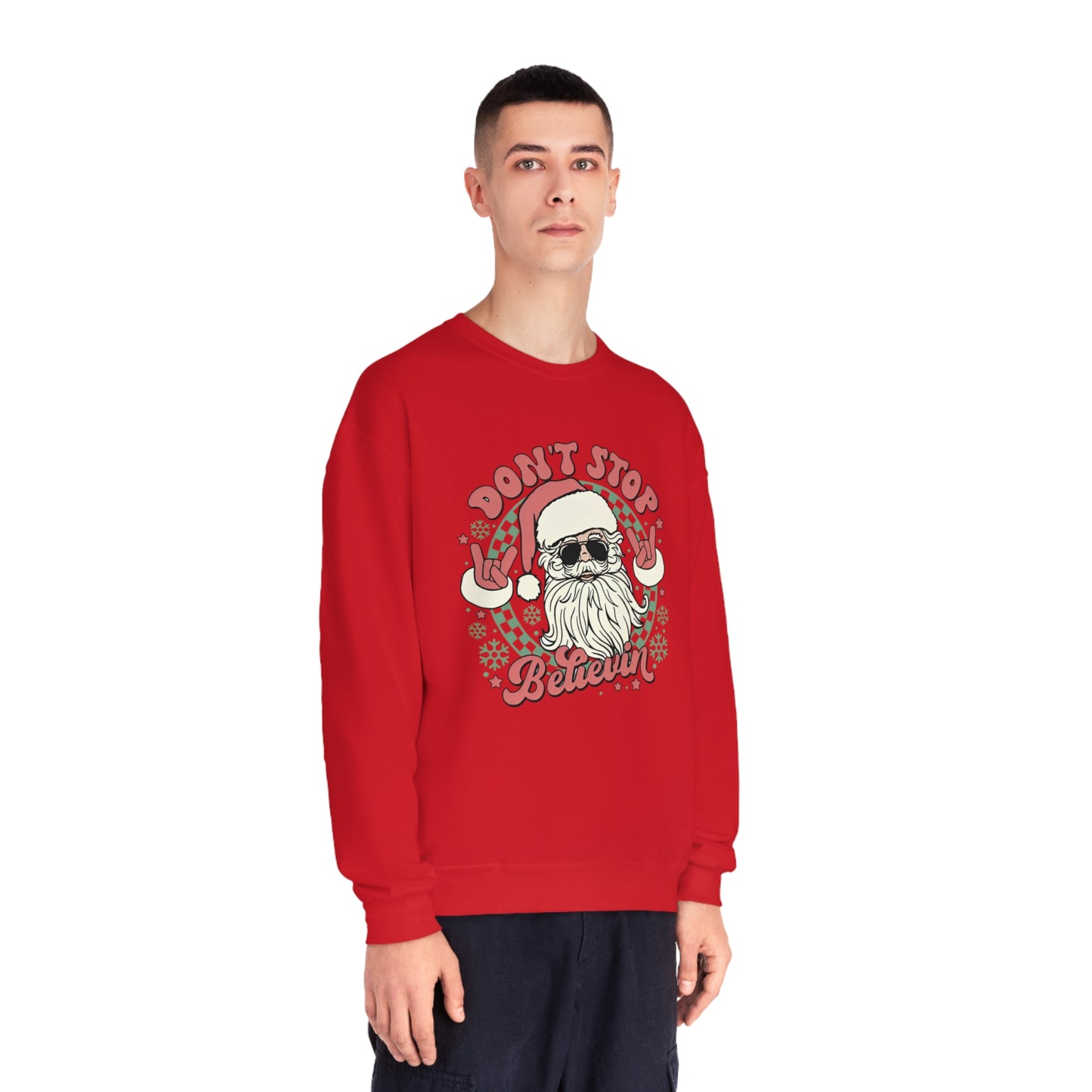 Don't Stop Believin' Santa Christmas Sweater