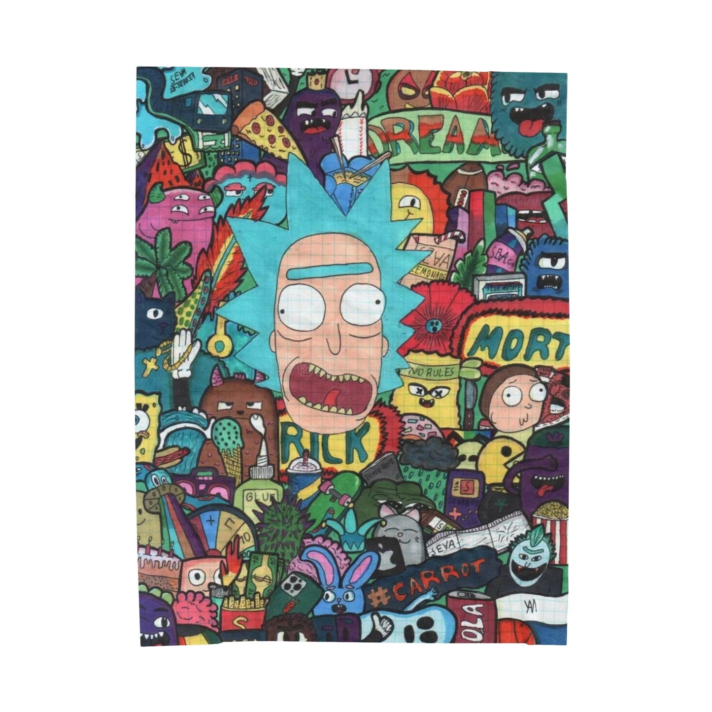 Rick and Morty Throwback Velveteen Plush Blanket