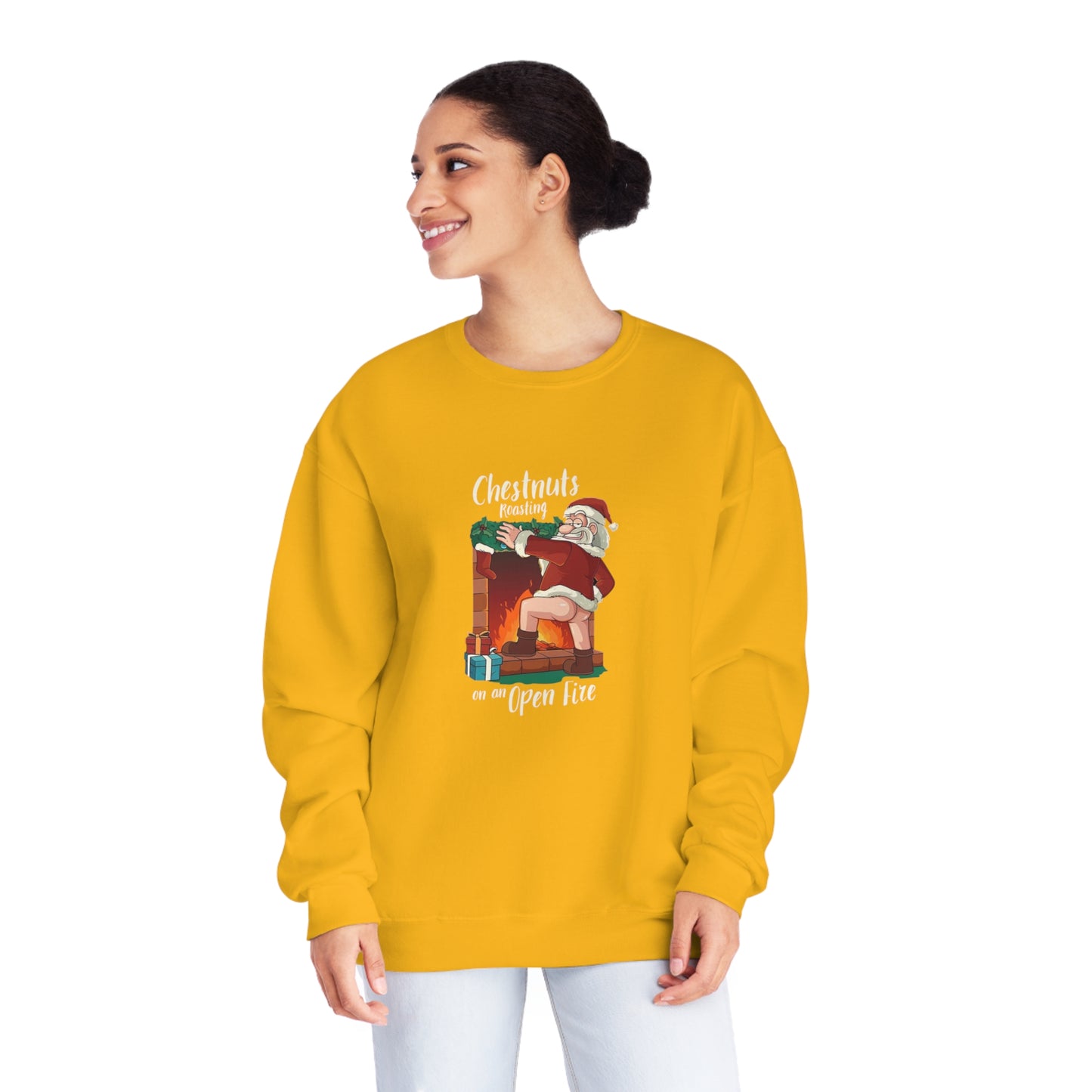 Christmas Unisex Sweatshirt - Santa's Chestnuts Roasting On an Open Fire