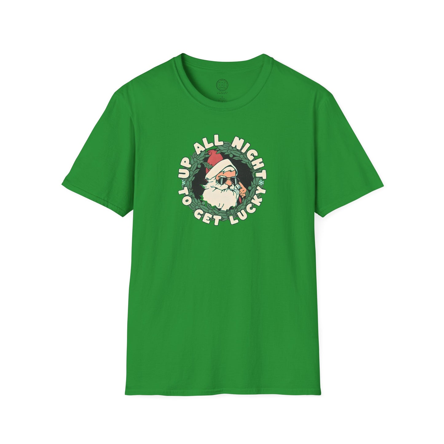 Santa’s Up All Night to Get Lucky Holiday T Shirt