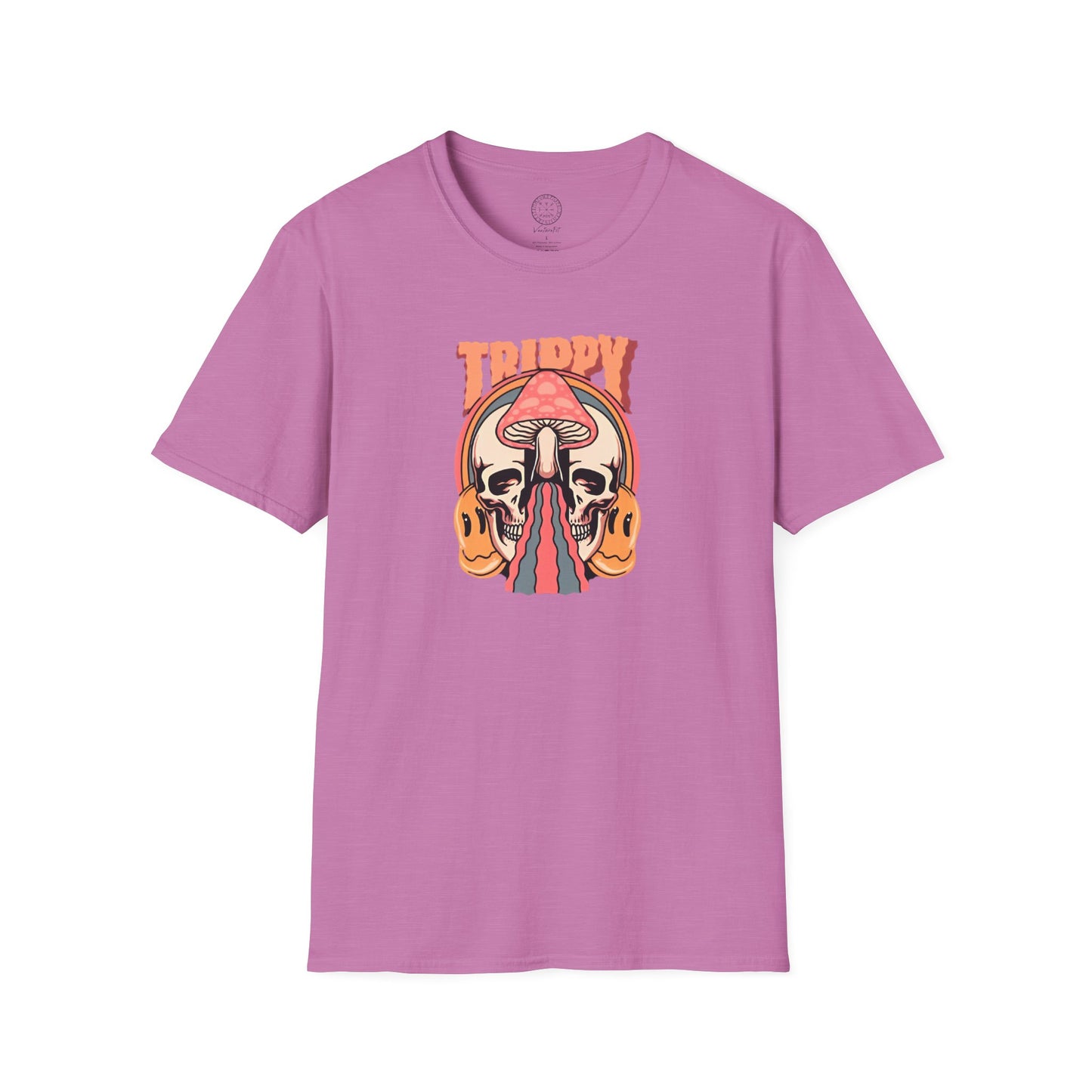 Trippy Psychedelic Mushroom Skull and Smiley Face T Shirt