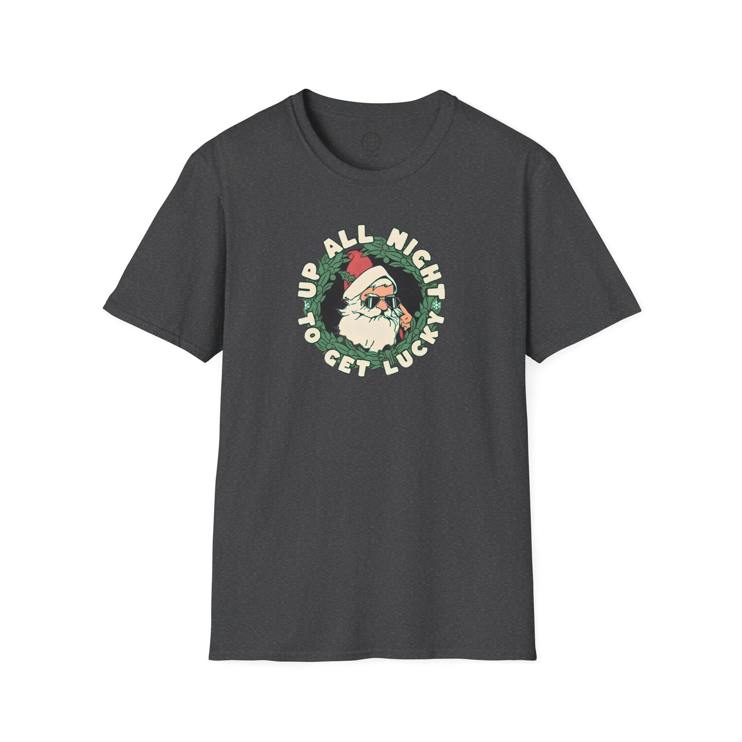 Santa’s Up All Night to Get Lucky Holiday T Shirt
