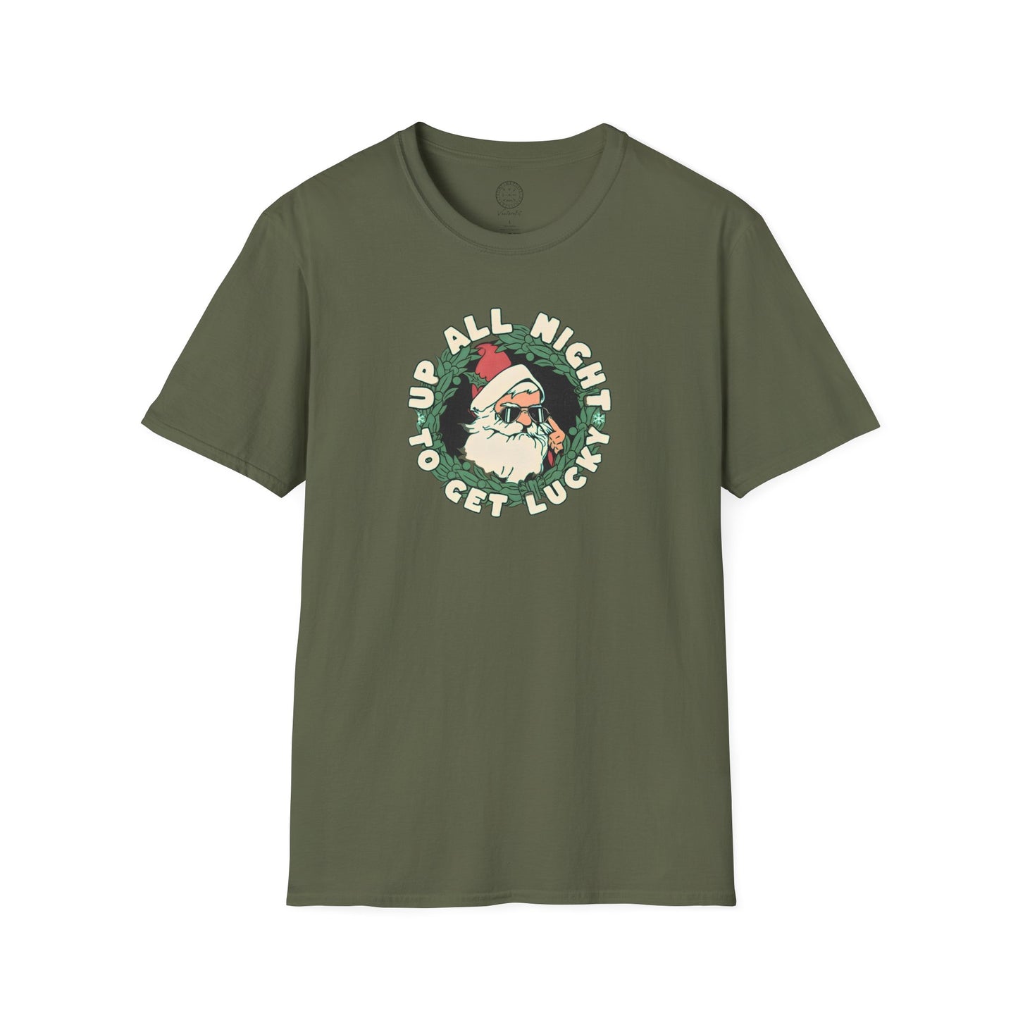 Santa’s Up All Night to Get Lucky Holiday T Shirt