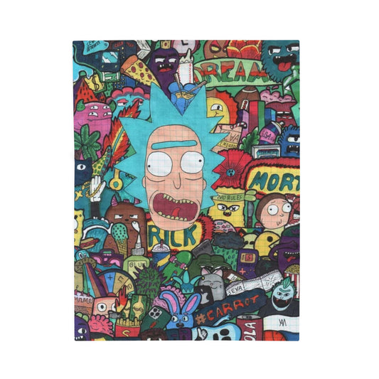 Rick and Morty Throwback Velveteen Plush Blanket