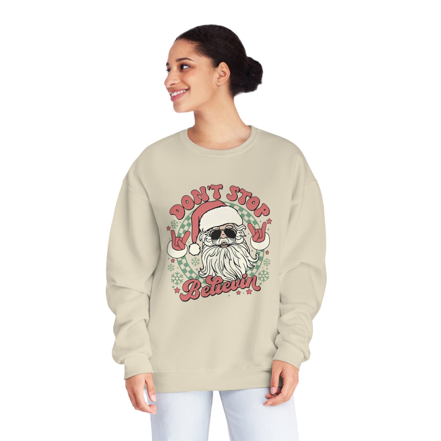 Don't Stop Believin' Santa Christmas Sweater
