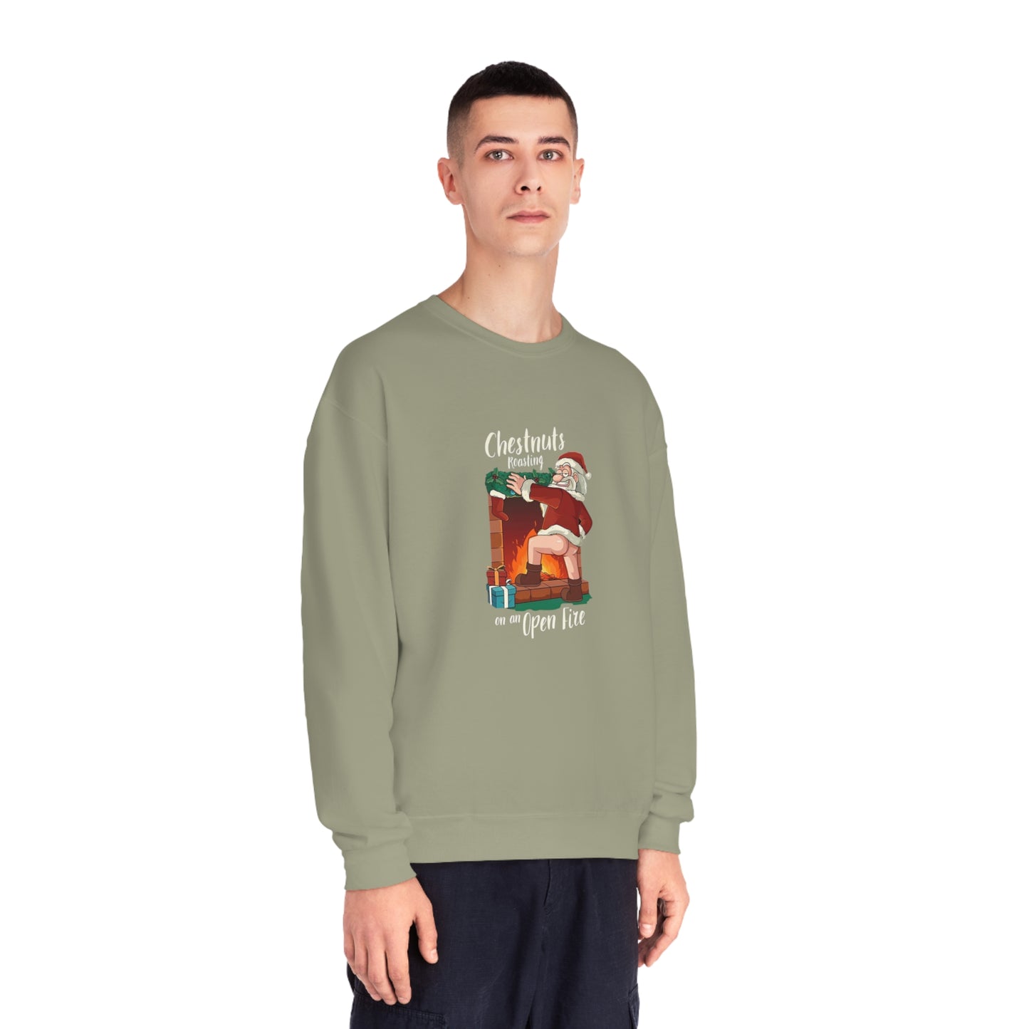 Christmas Unisex Sweatshirt - Santa's Chestnuts Roasting On an Open Fire
