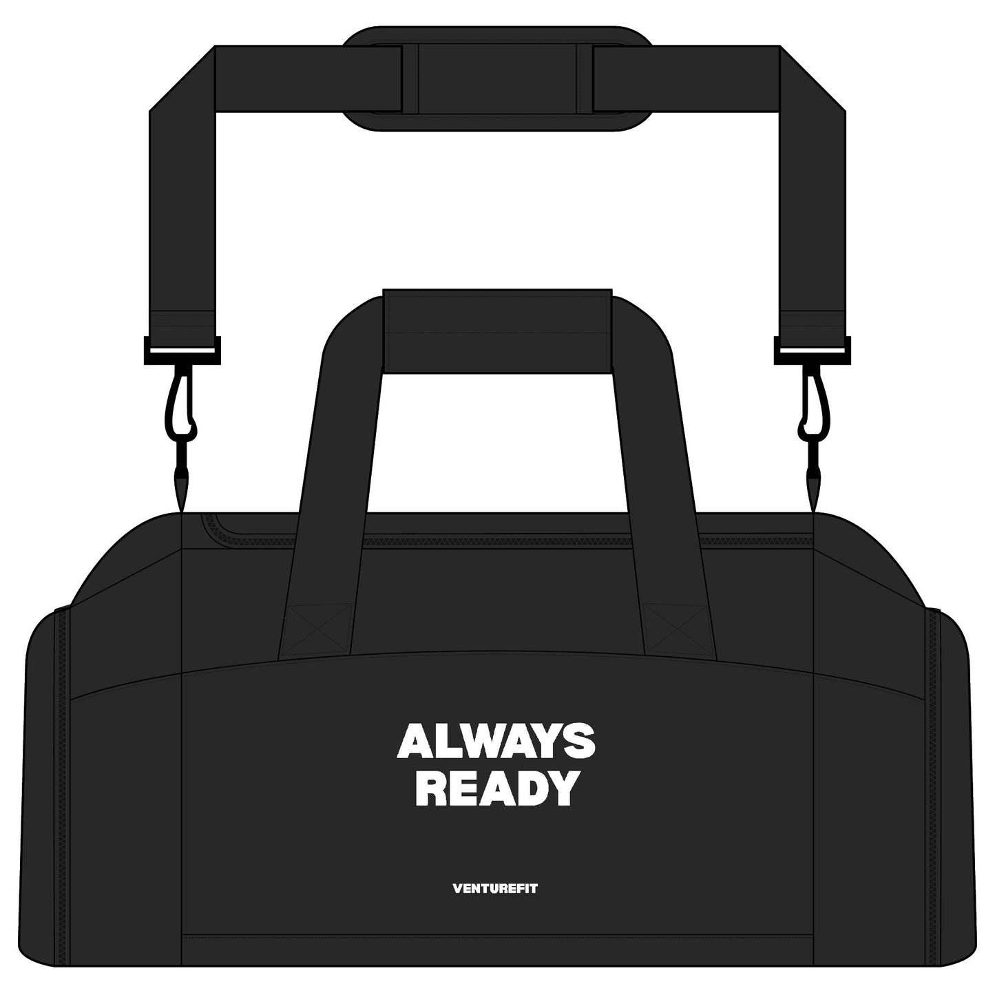 ALWAYS READY Embroidered Gym Bag — Compact Shoe Compartment Duffel