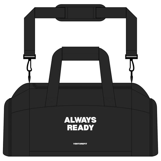 ALWAYS READY Embroidered Gym Bag — Compact Shoe Compartment Duffel
