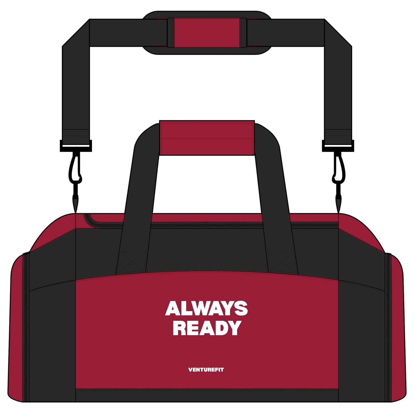 ALWAYS READY Embroidered Gym Bag — Compact Shoe Compartment Duffel