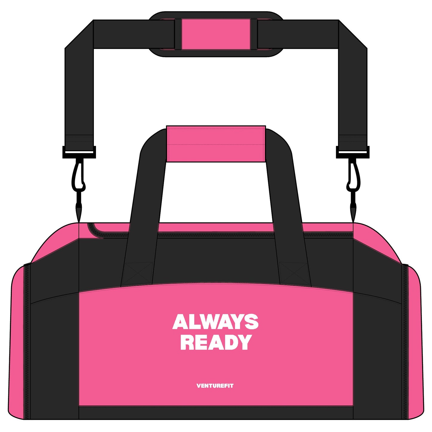 ALWAYS READY Embroidered Gym Bag — Compact Shoe Compartment Duffel