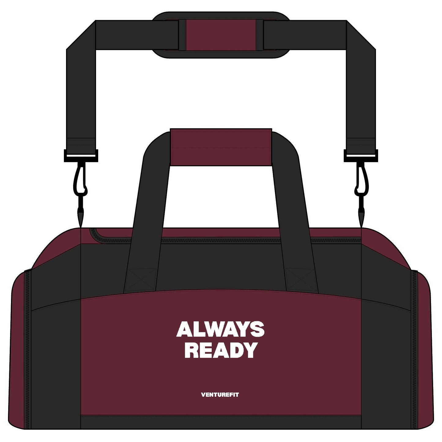 ALWAYS READY Embroidered Gym Bag — Compact Shoe Compartment Duffel