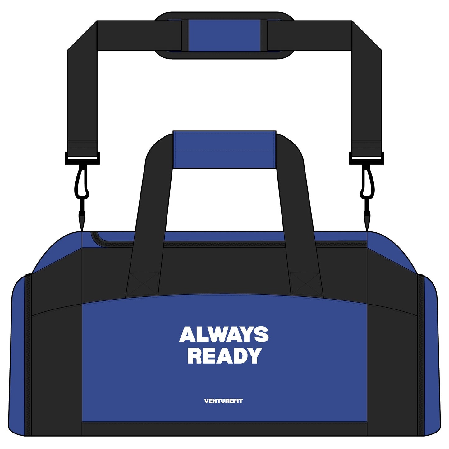 ALWAYS READY Embroidered Gym Bag — Compact Shoe Compartment Duffel