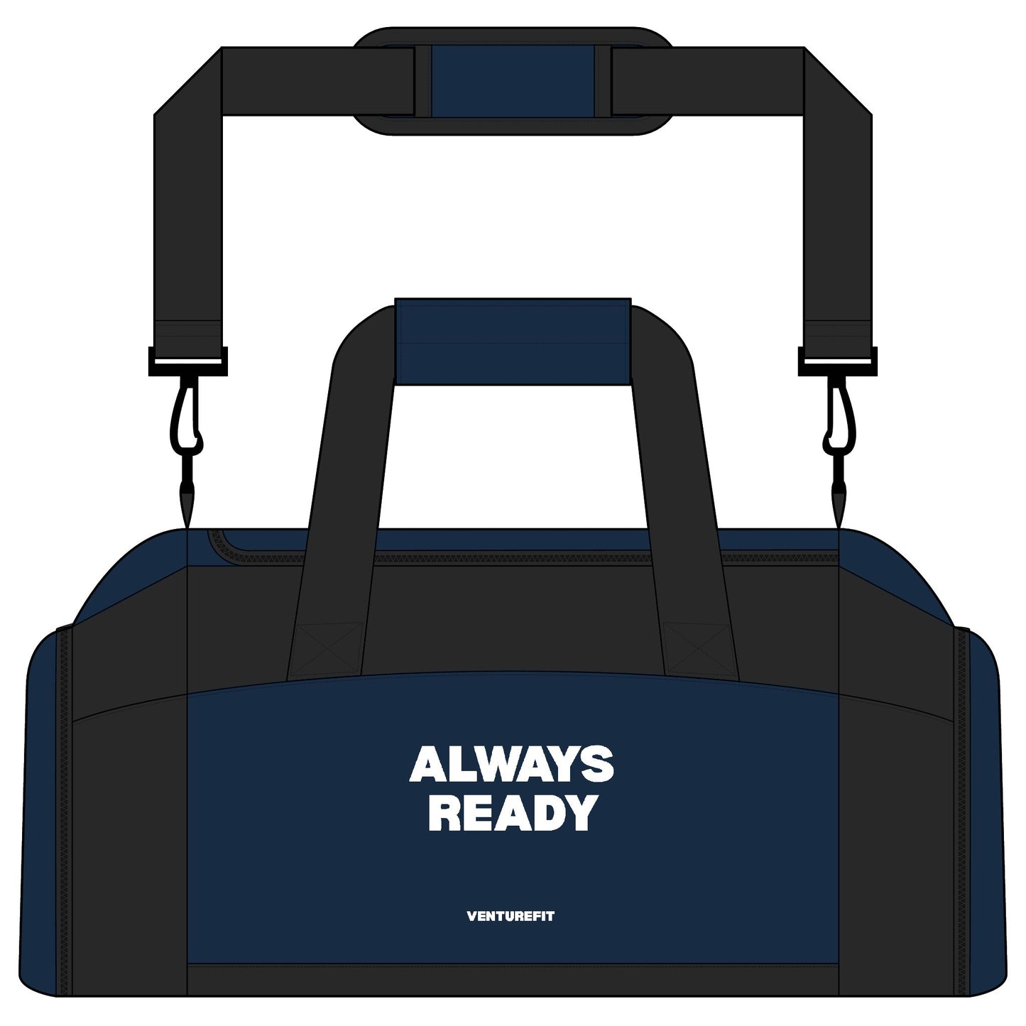 ALWAYS READY Embroidered Gym Bag — Compact Shoe Compartment Duffel