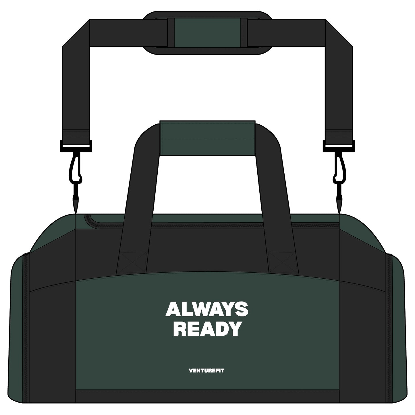 ALWAYS READY Embroidered Gym Bag — Compact Shoe Compartment Duffel