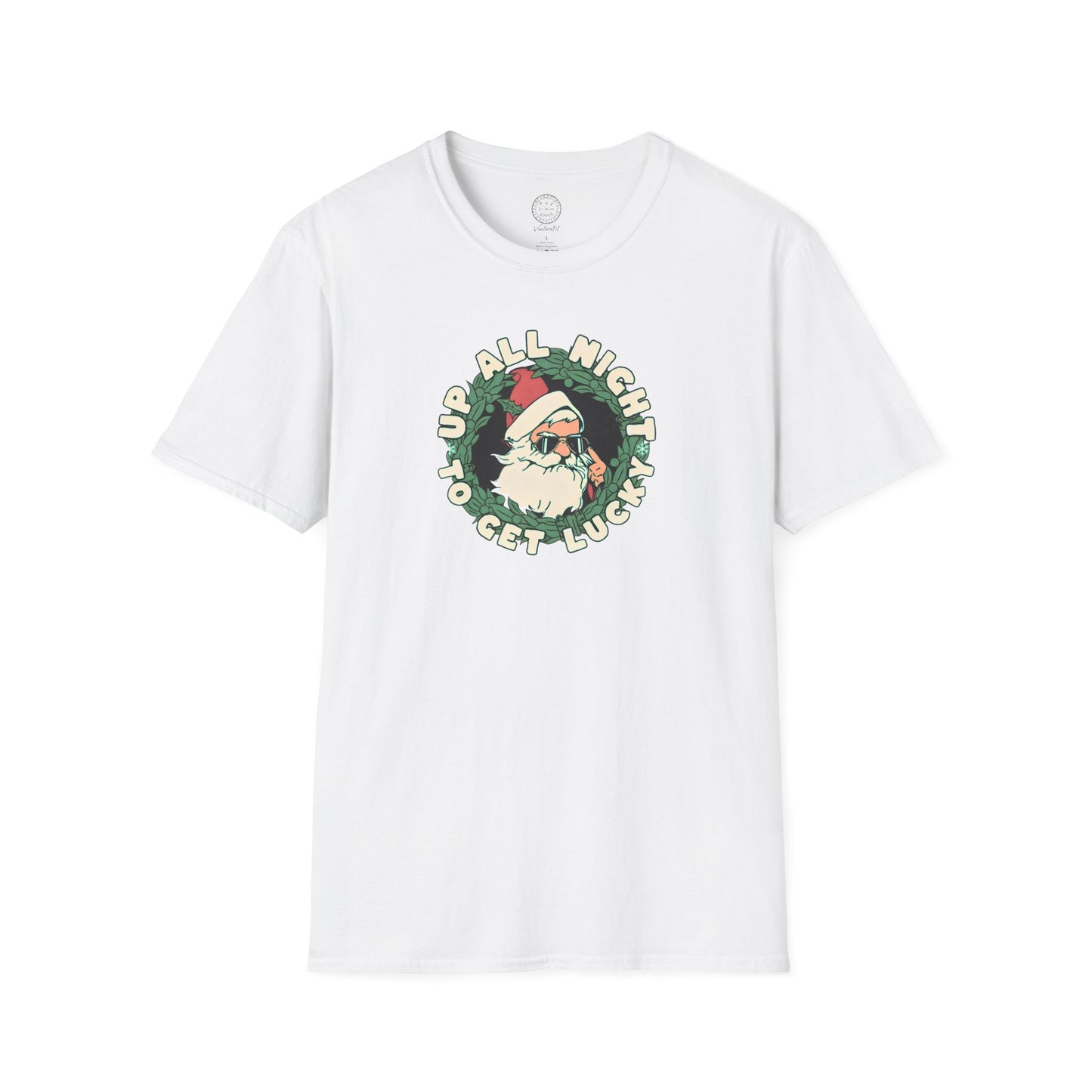 Santa’s Up All Night to Get Lucky Holiday T Shirt
