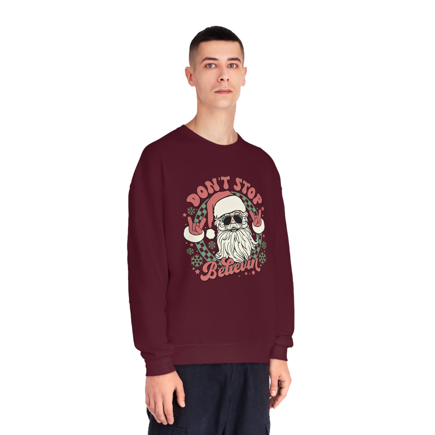 Don't Stop Believin' Santa Christmas Sweater