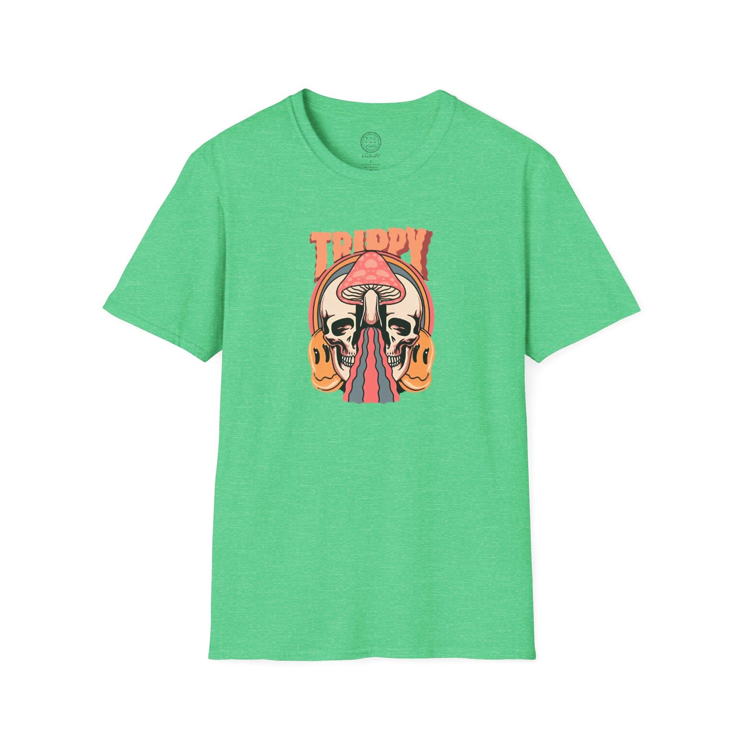 Trippy Psychedelic Mushroom Skull and Smiley Face T Shirt