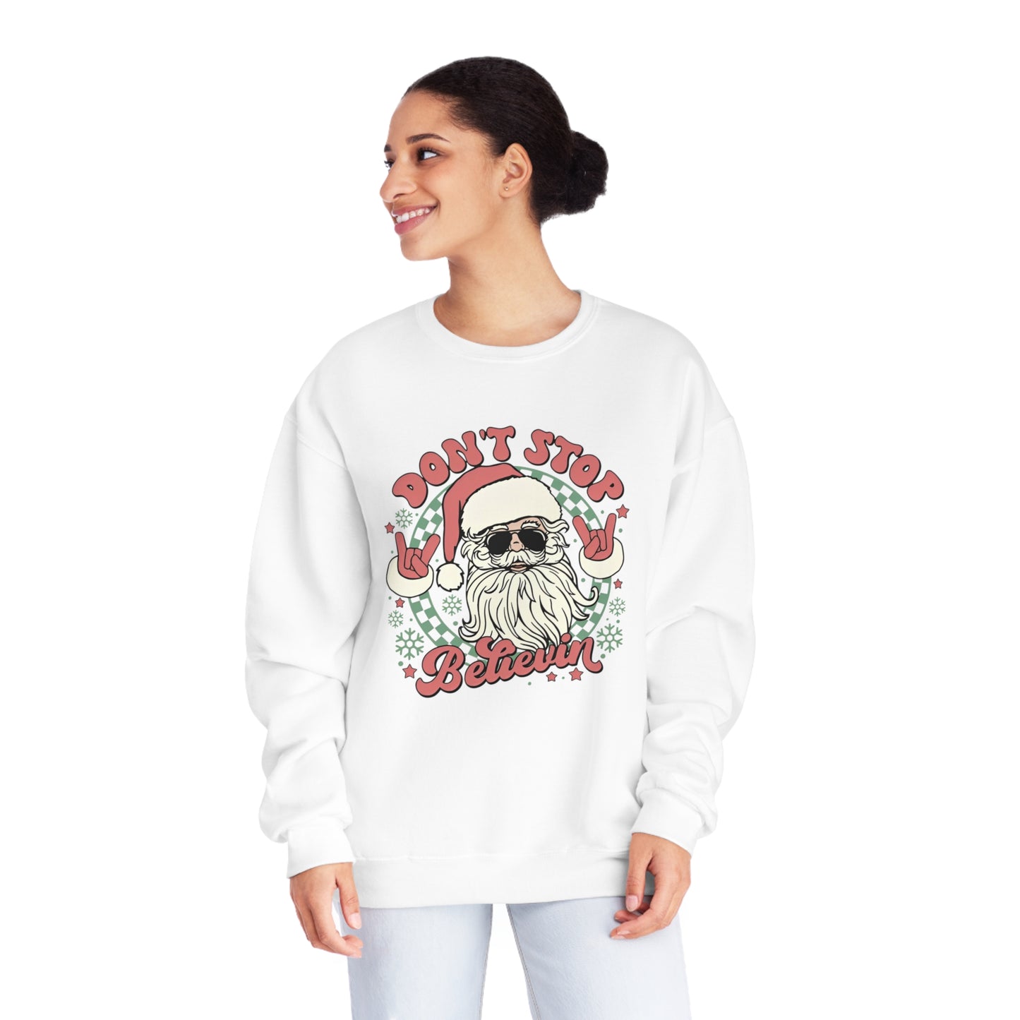 Don't Stop Believin' Santa Christmas Sweater