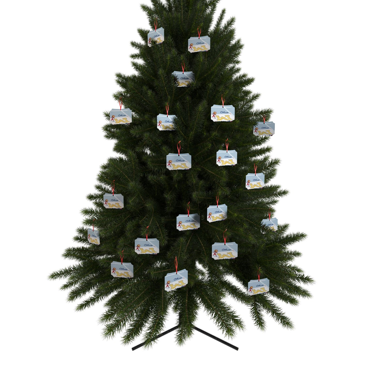 Ohio St Buckeyes Aluminum Ornament — Brutus Crosses out the M