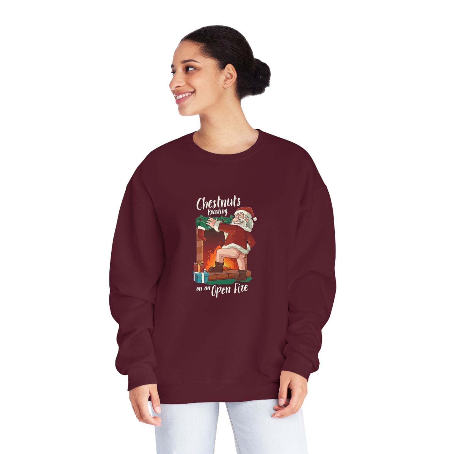 Christmas Unisex Sweatshirt - Santa's Chestnuts Roasting On an Open Fire