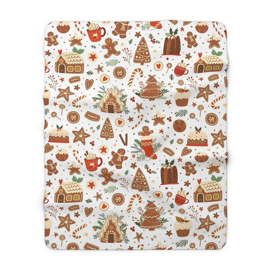 Gingerbread Christmas Sherpa Blanket