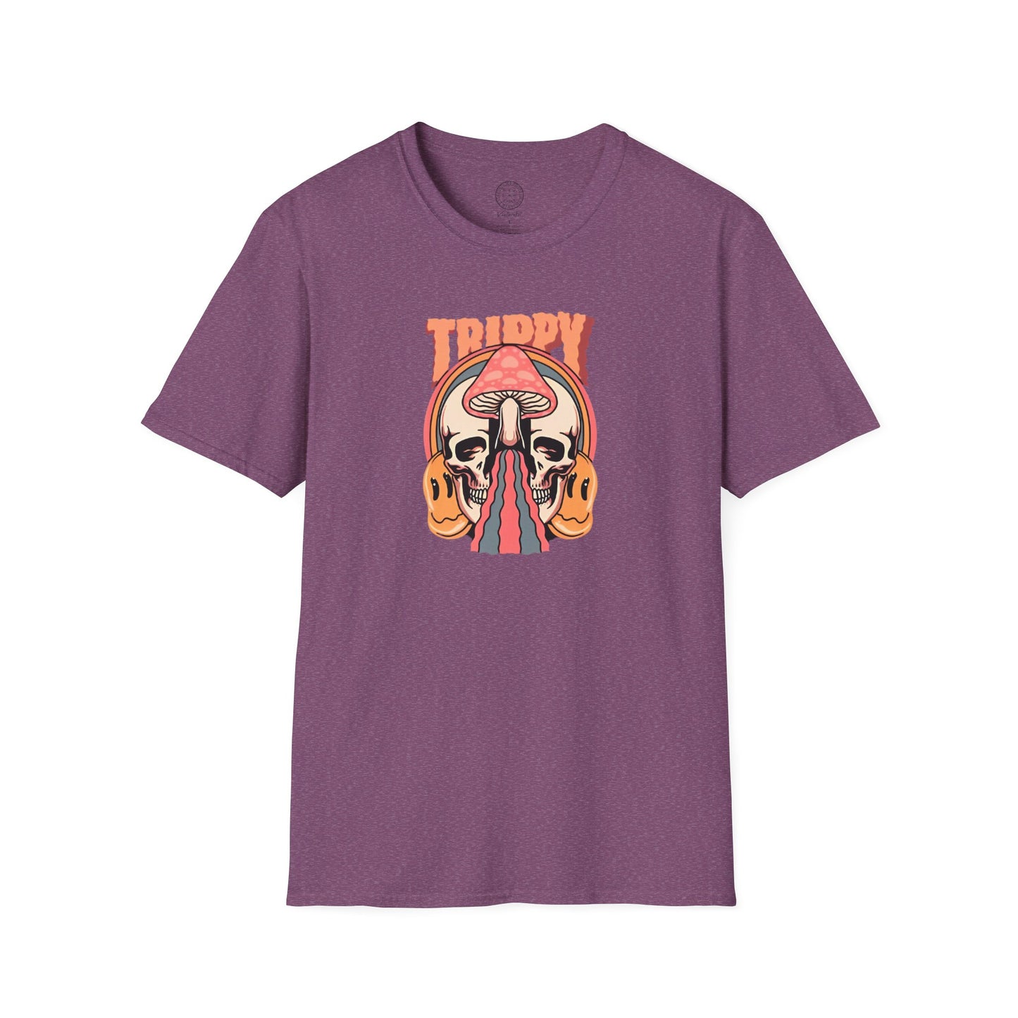 Trippy Psychedelic Mushroom Skull and Smiley Face T Shirt