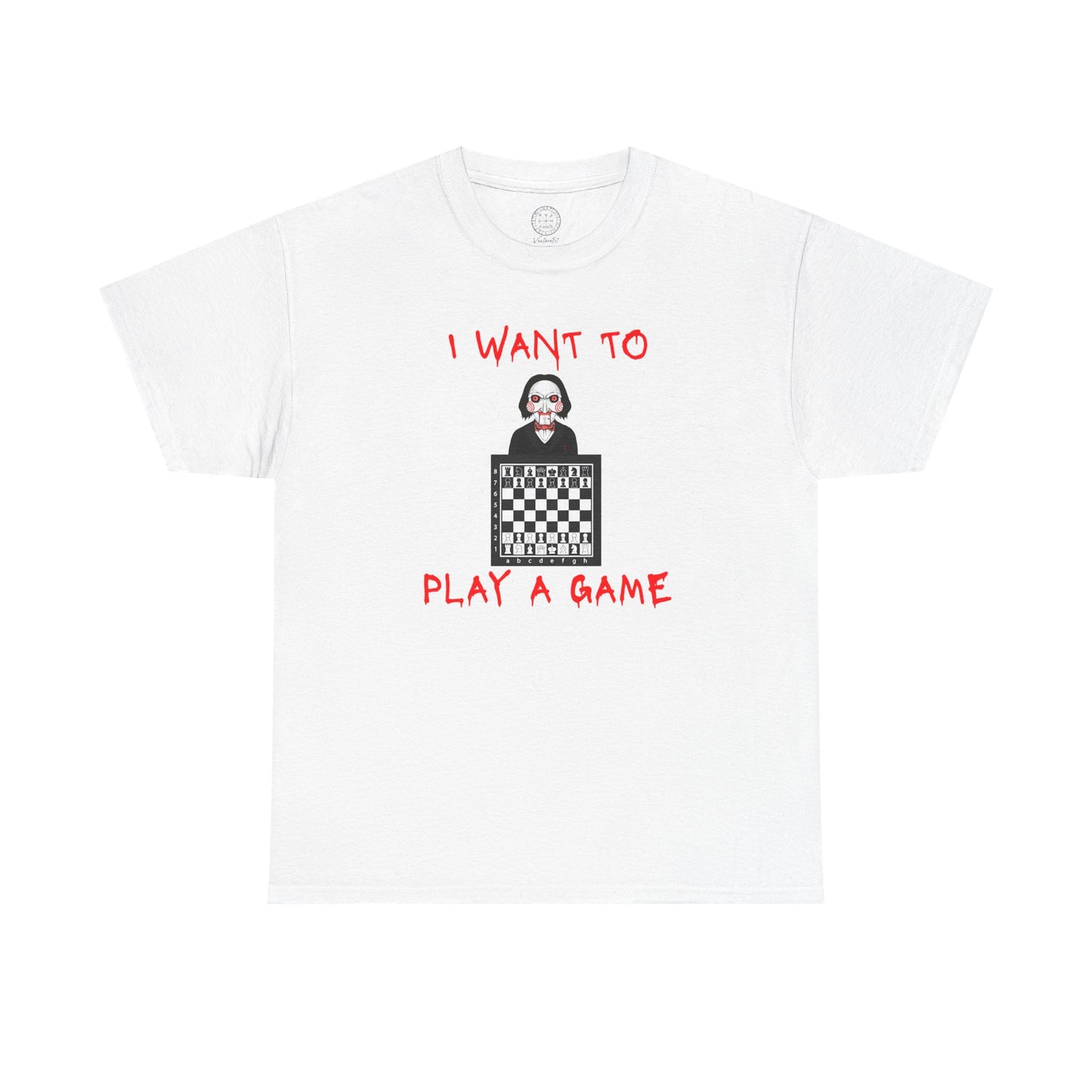I Want to Play a Game Tee — Horror Puzzle Chess Graphic T-Shirt