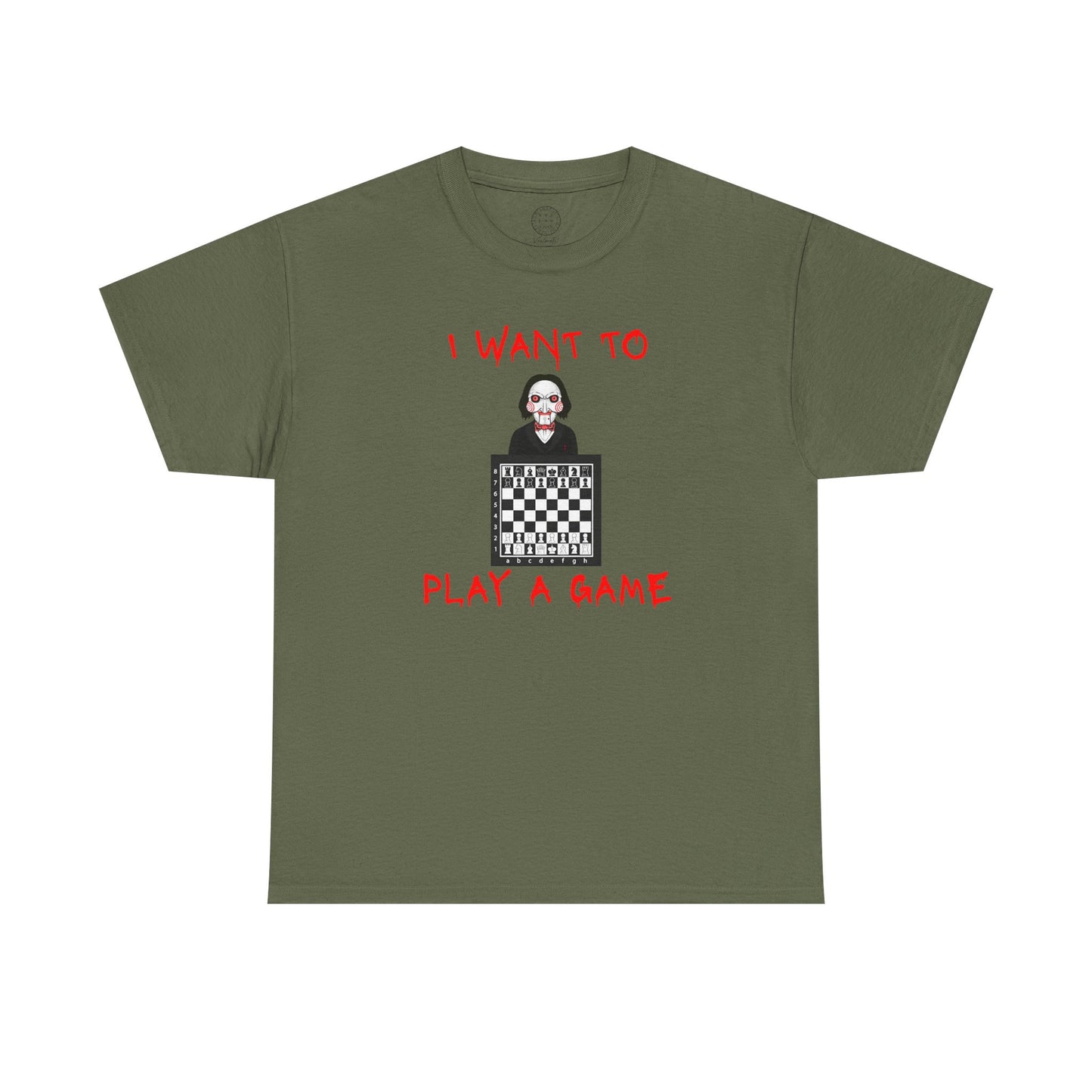 I Want to Play a Game Tee — Horror Puzzle Chess Graphic T-Shirt