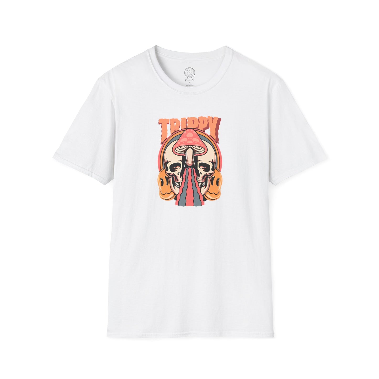 Trippy Psychedelic Mushroom Skull and Smiley Face T Shirt