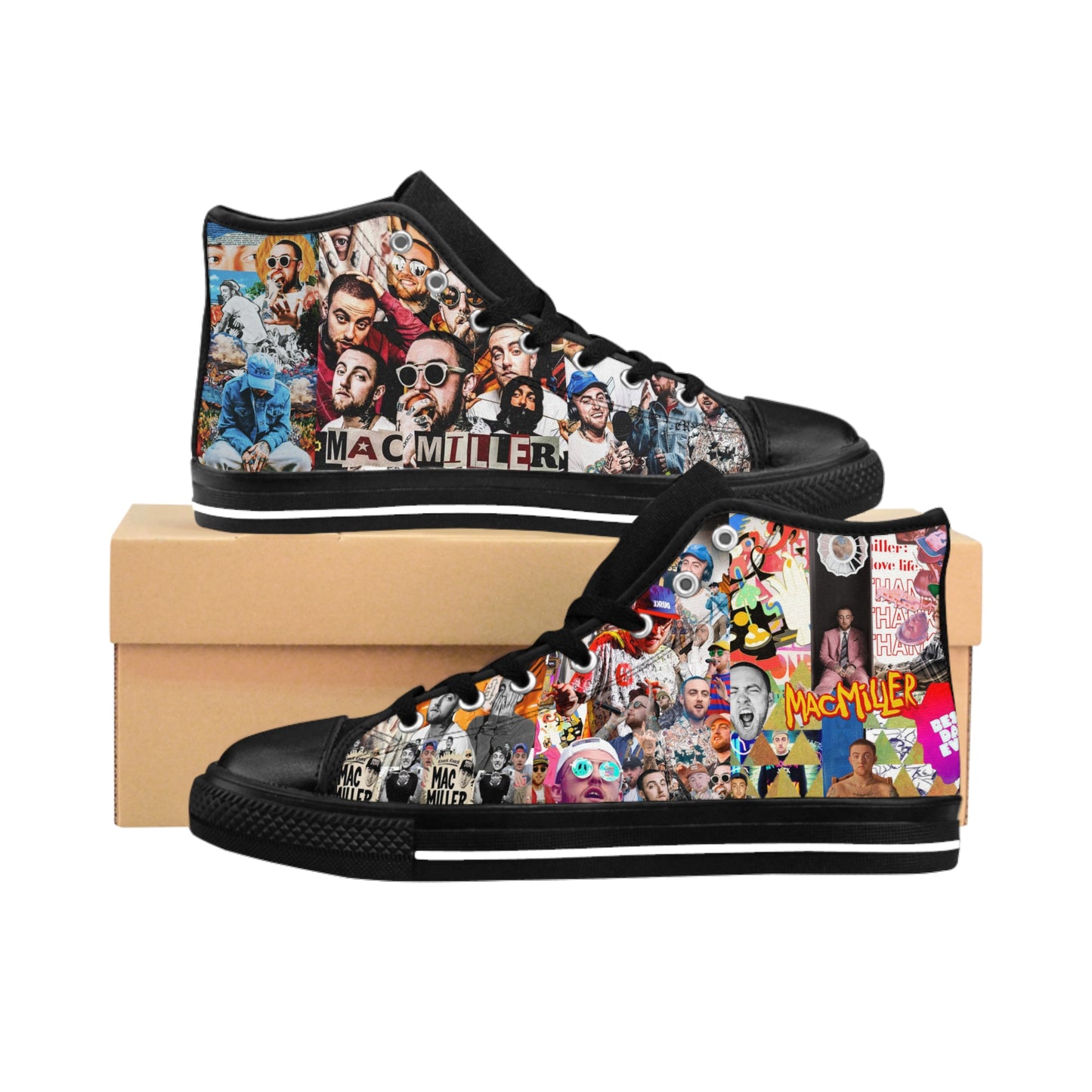 Mens High-top Sneakers Mac Miller Collage Design