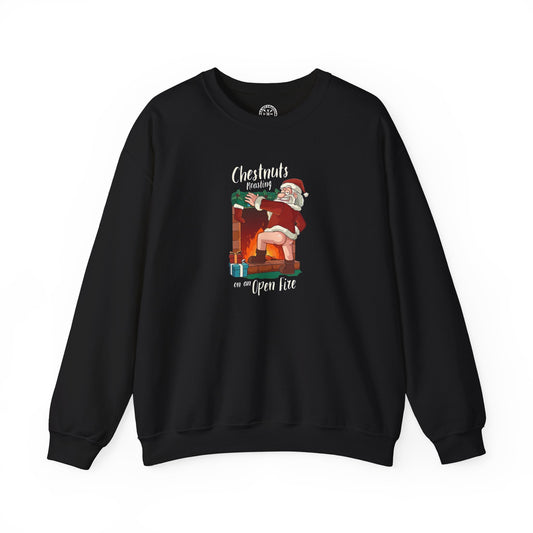 Santa's Chestnuts Roasting On an Open Fire Christmas Unisex Sweatshirt