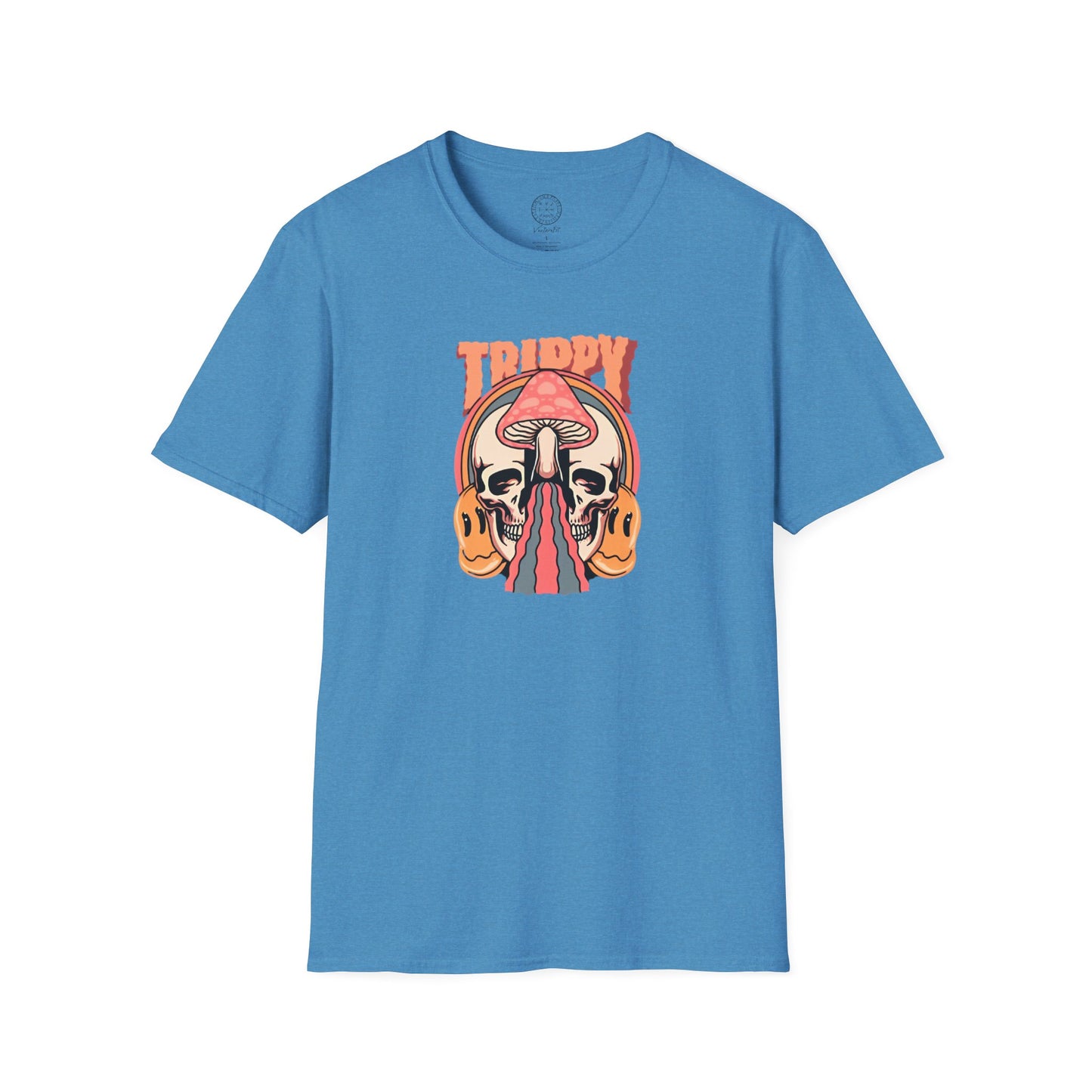 Trippy Psychedelic Mushroom Skull and Smiley Face T Shirt