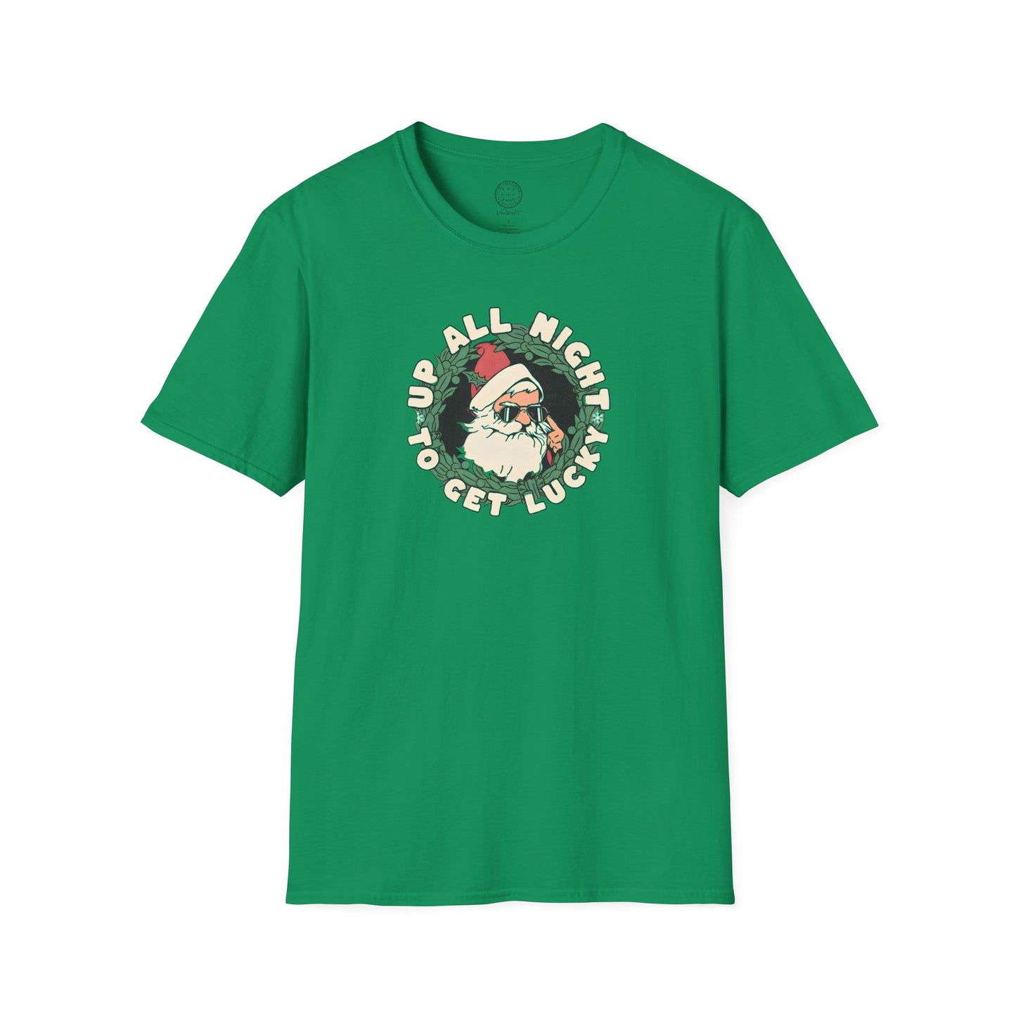 Santa’s Up All Night to Get Lucky Holiday T Shirt