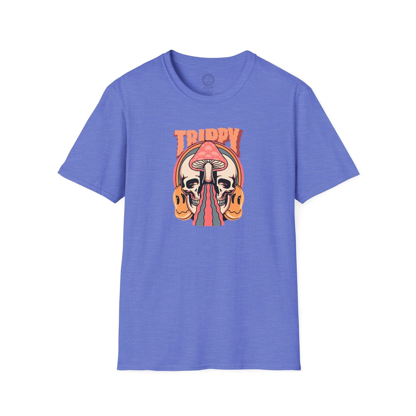Trippy Psychedelic Mushroom Skull and Smiley Face T Shirt