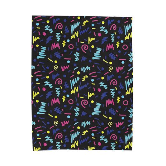 Classic 90s Arcade Design Velveteen Plush Blanket