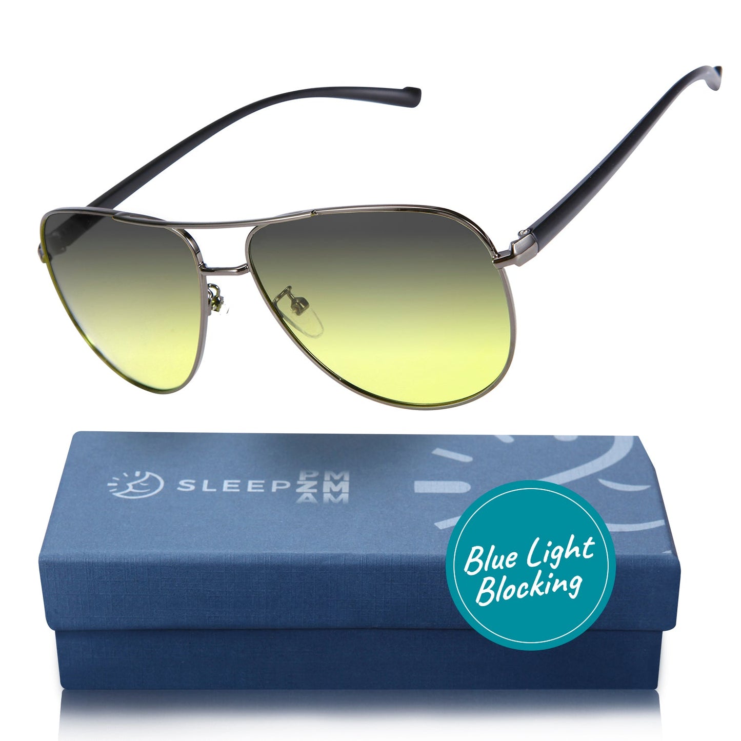 DaytimeMax Aviator Blue Blocking Glasses - Black & Silver